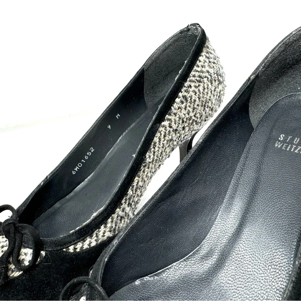 STUART WEITZMAN black suede and tweed heels, size 9 - Picture 9 of 10